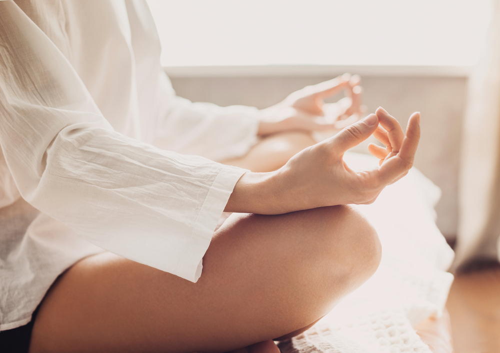 white light, woman meditating 