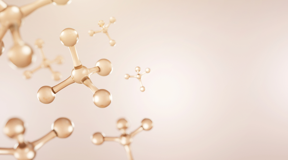 collagen proteins, pink and gold hue